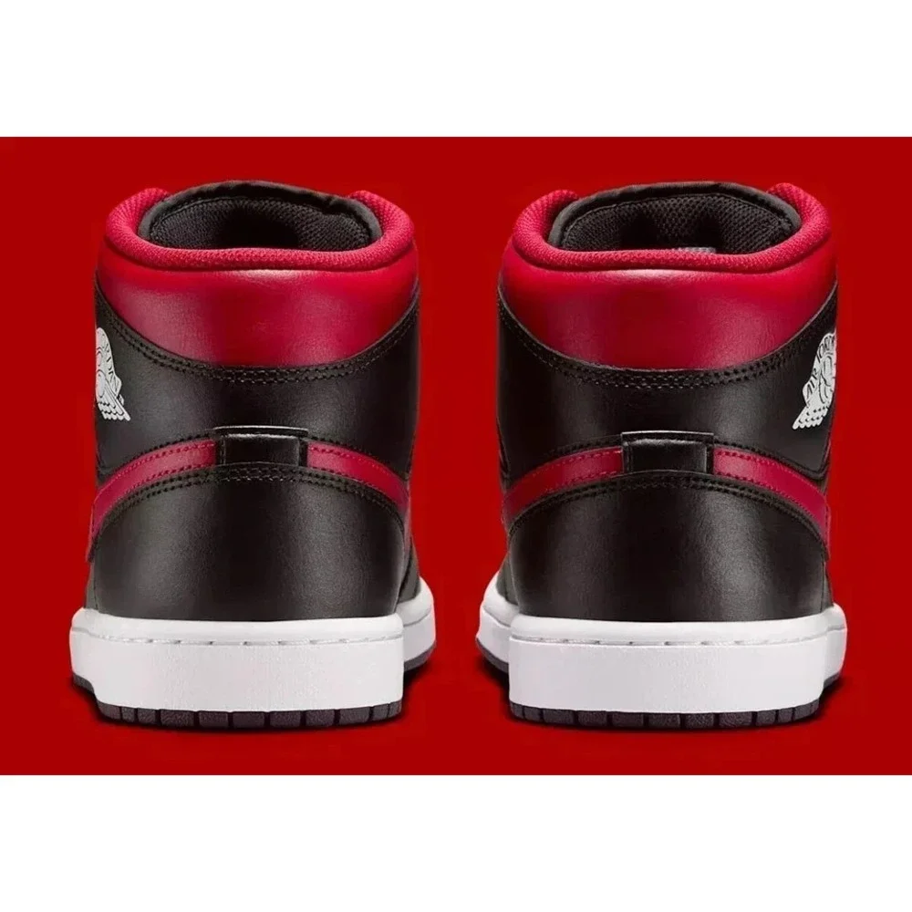 Air Jordan 1 Mid Men's Shoes Black/Varsity Red-Summit Red DQ8426 067 Size 11.5